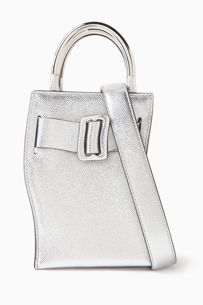

Mini Bobby Tourist Gala Tote Bag in Metallic Leather, Silver