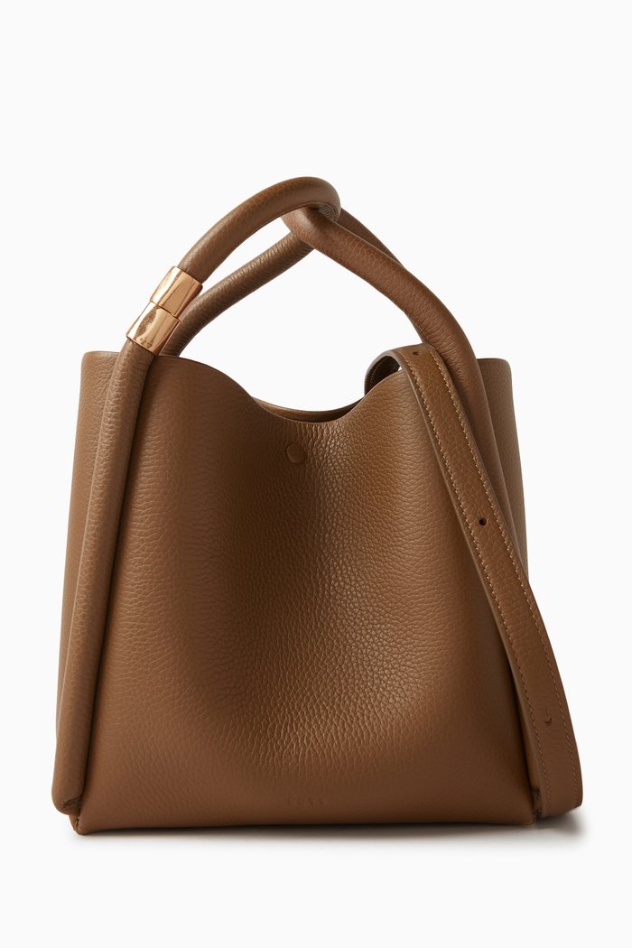 

Lotus 20 Top-handle Bag in Pebbled Leather, Brown