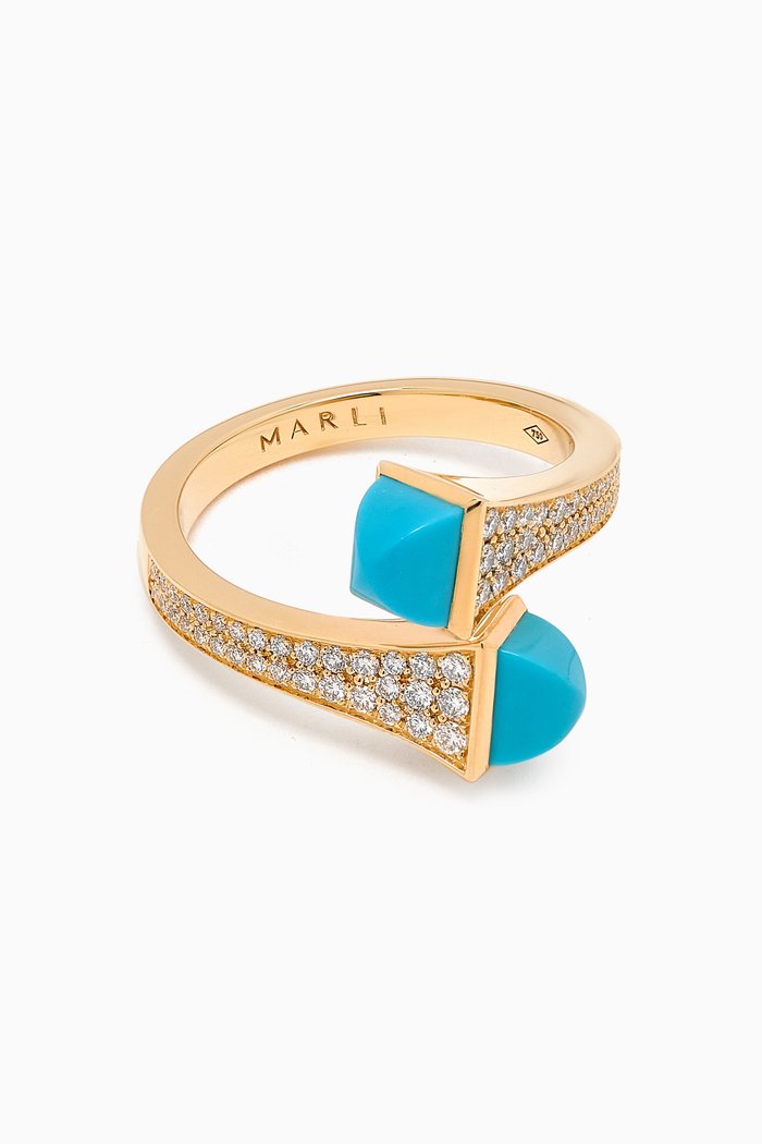 

Cleo Diamond & Turquoise Ring in 18kt Gold, Yellow