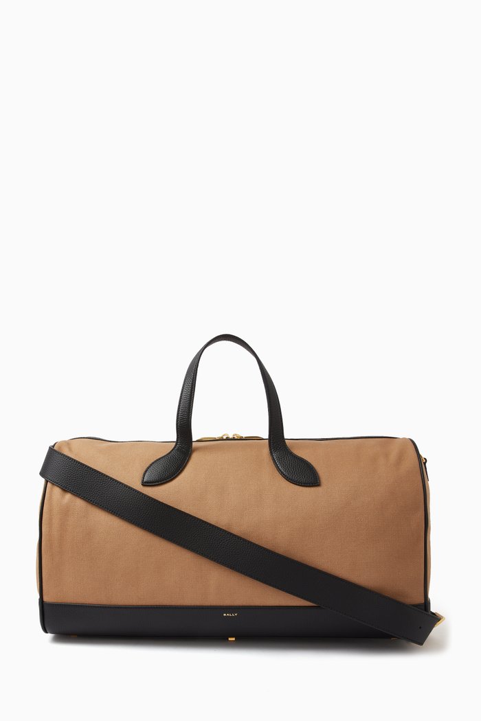 

36 Hours Weekender Duffle Bag in Twill & Leather, Neutral