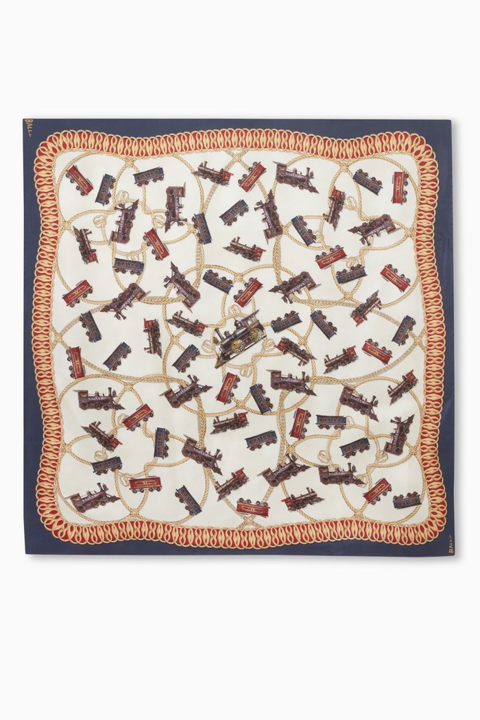 

Graphic Scarf in Silk, Blue