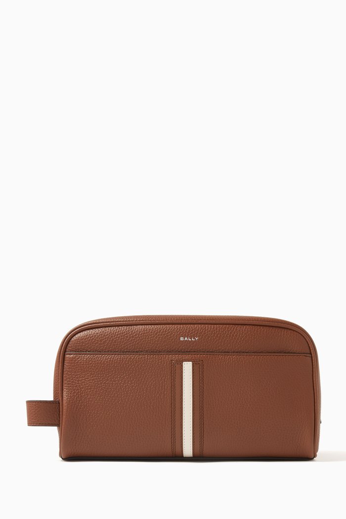 

RBN Washbag in Grained Leather, Brown