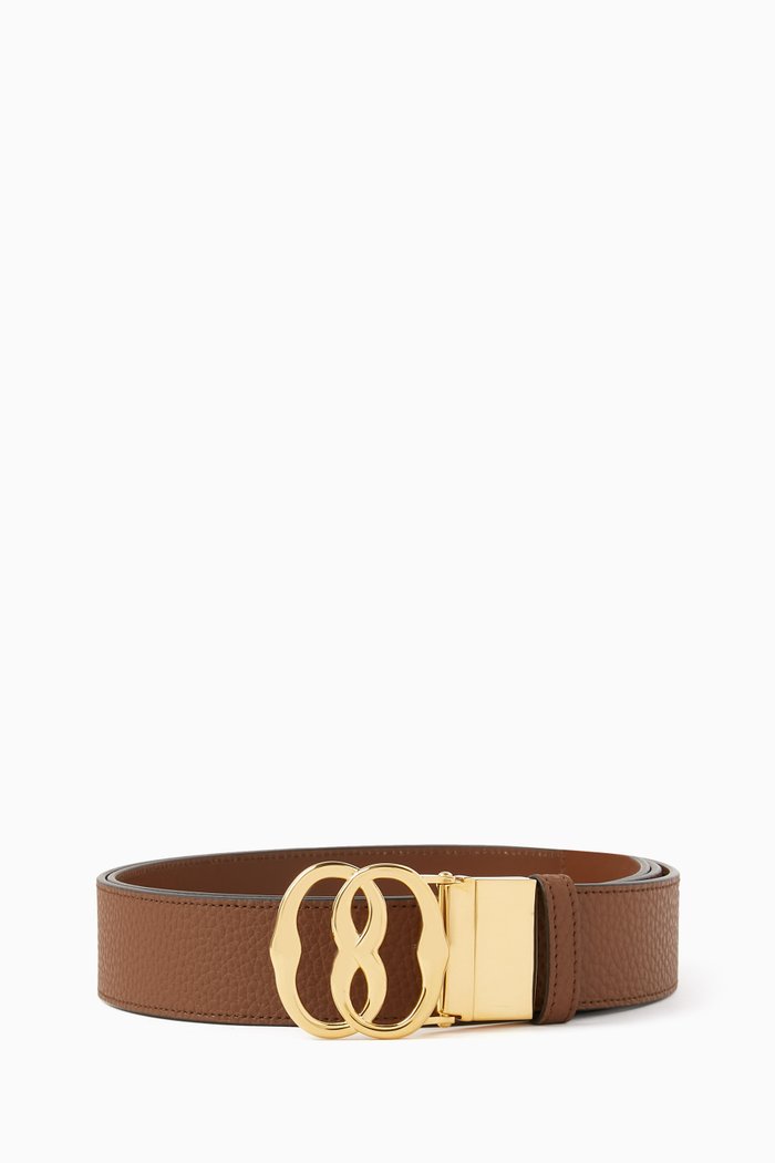 

Emblem Reversible Buckle Belt in Leather, Brown