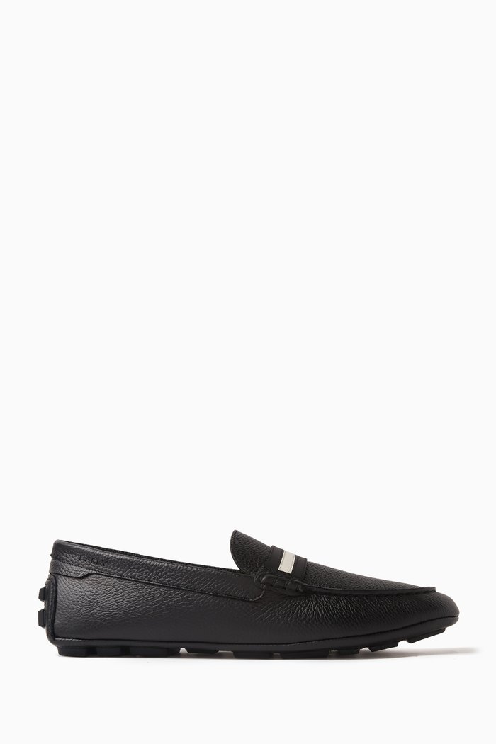 Karlos Driver Loafers in Leather, Black
