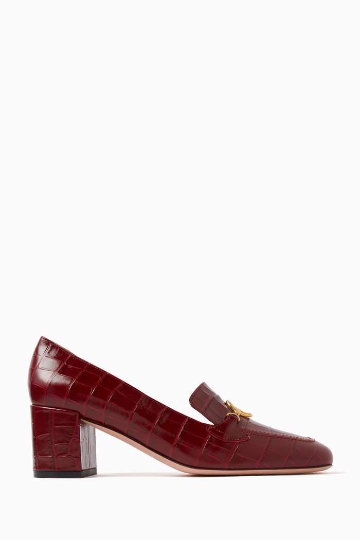 

Obrien 50 Pumps in Croc-embossed Leather, Burgundy