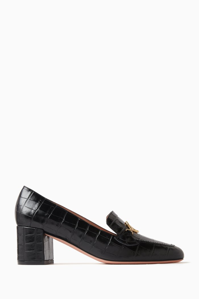 

Obrien 50 Pumps in Croc-embossed Leather, Black