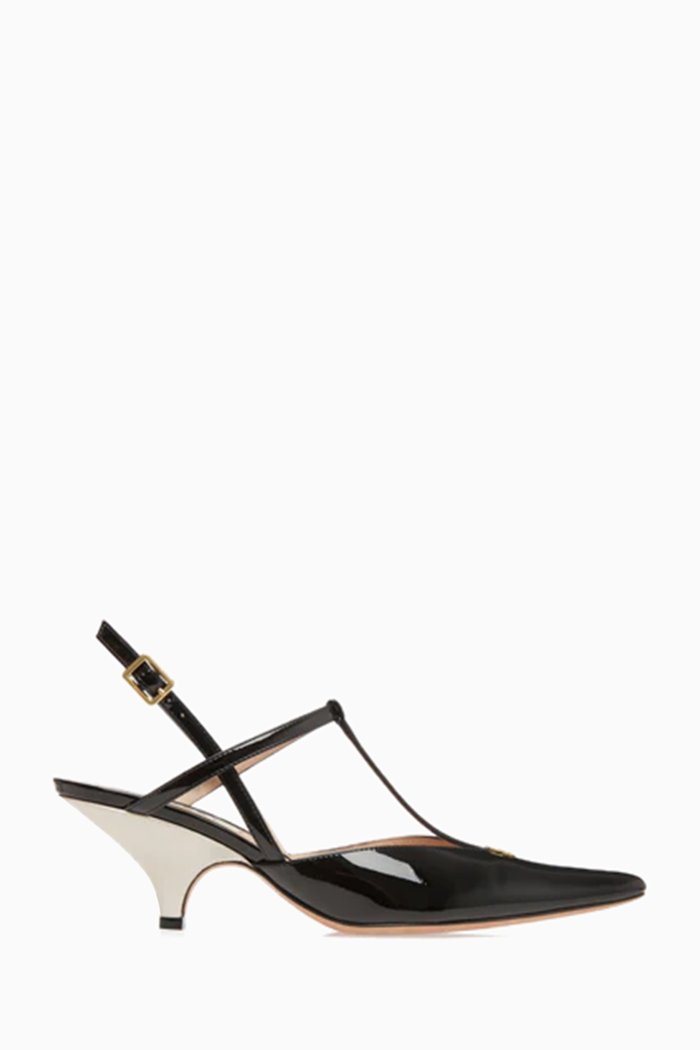 

Karline 55 Two-tone Slingback Pumps in Patent-leather, Black