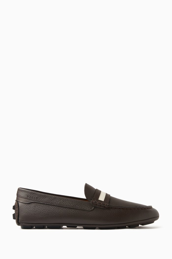 

Karlos Driver Shoes in Grained Leather, Brown