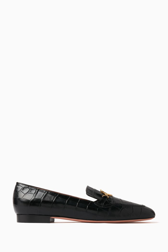

Obrien Loafers in Croc-embossed Leather, Black