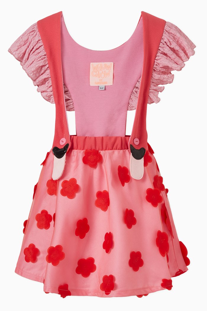 

Bird Girl Frill Dress in Polyester, Pink