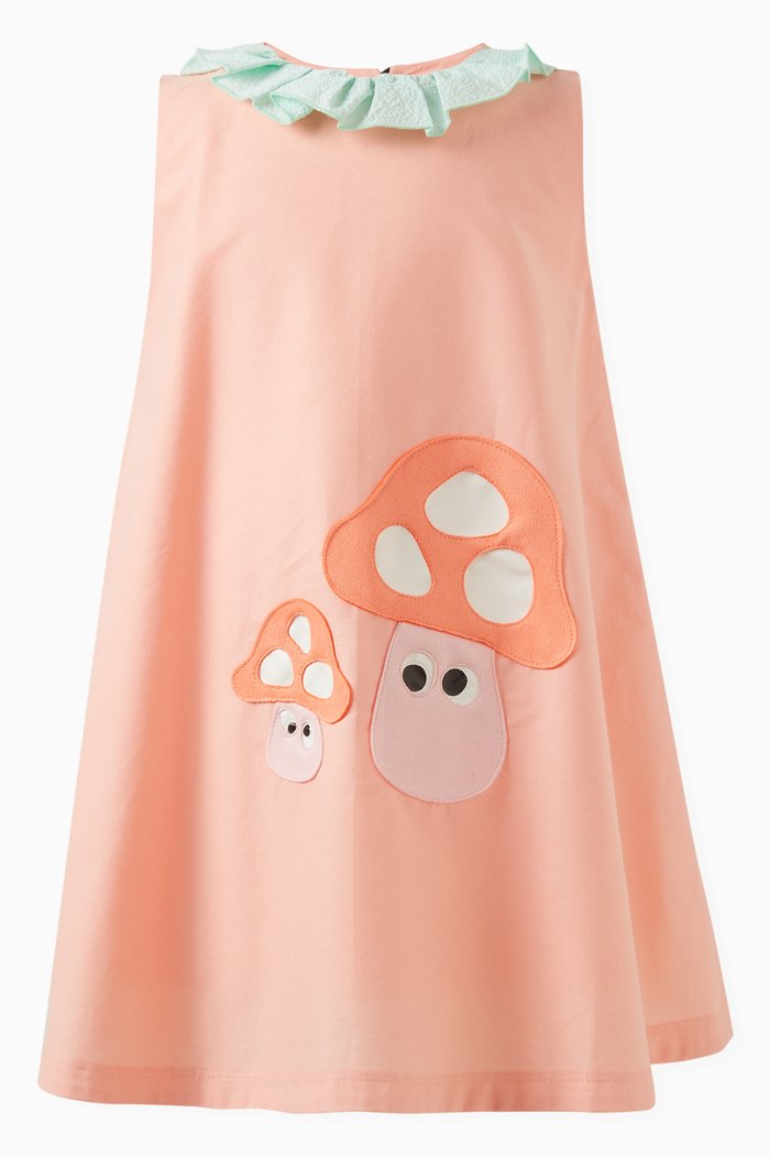 Forest Friends Dress in Cotton, Orange