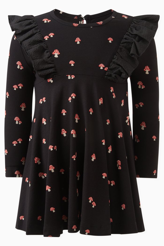 

Maya Mushroom-print Dress in Viscose, Black
