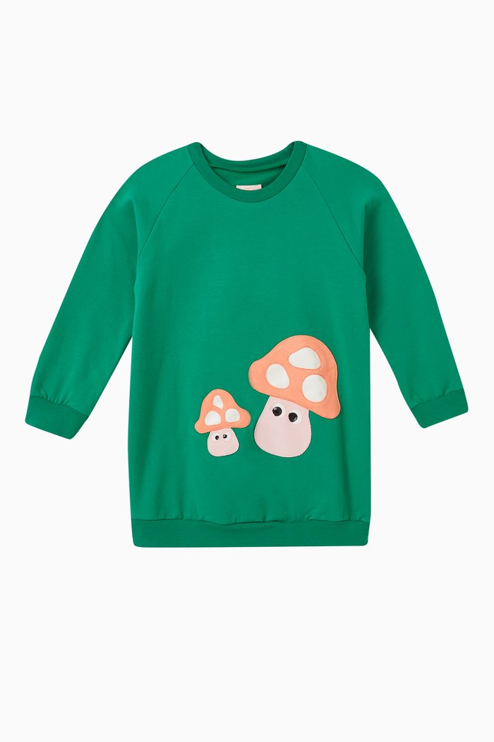 

Portebella Sweatshirt Dress in Cotton, Green