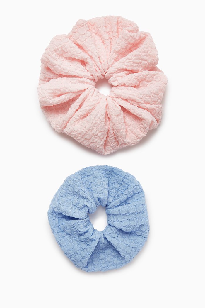 Crinkled Scrunchies, Set of 2, Multicolour