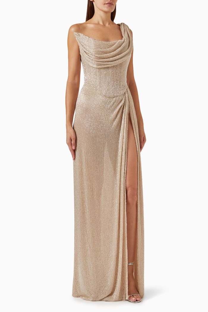 

Zoe Elbise Embellished Dress in Tulle, Neutral