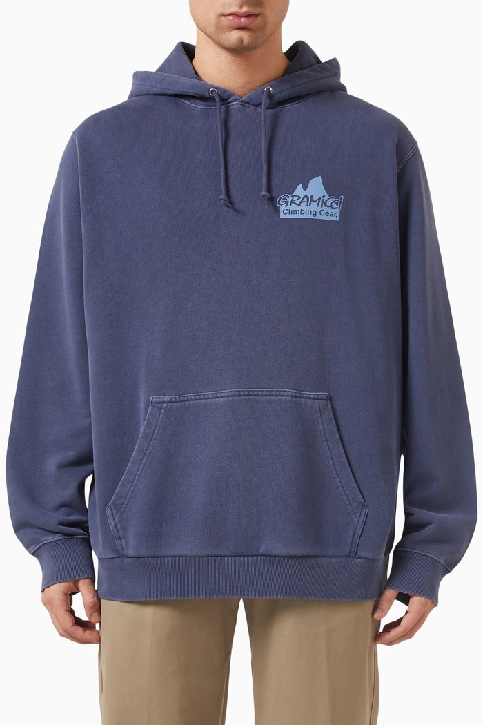 

Climbing Gear Logo-print Hoodie in Cotton-terry, Blue