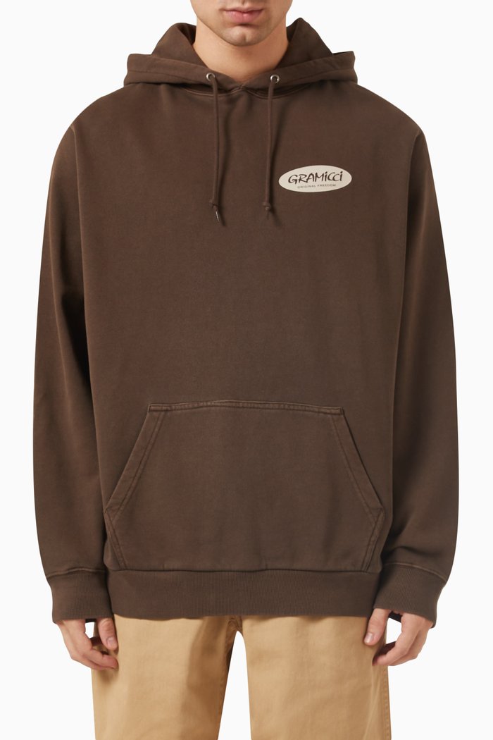 Original Freedom Logo-print Hoodie in Cotton-terry, Brown