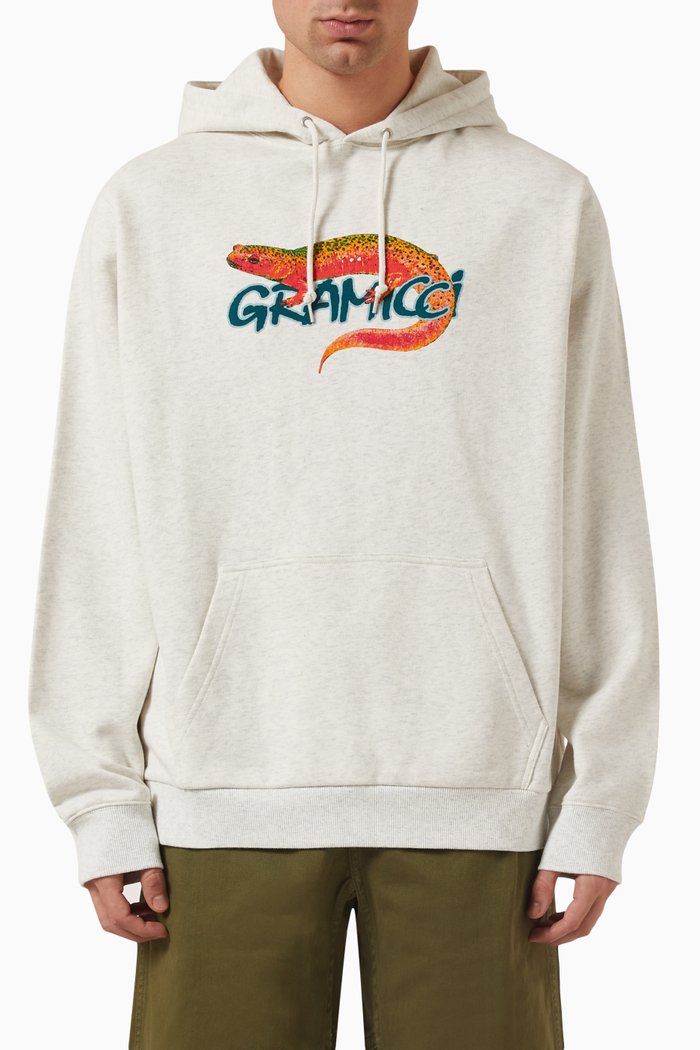 Salamander Logo-print Hoodie in Cotton-terry, Neutral