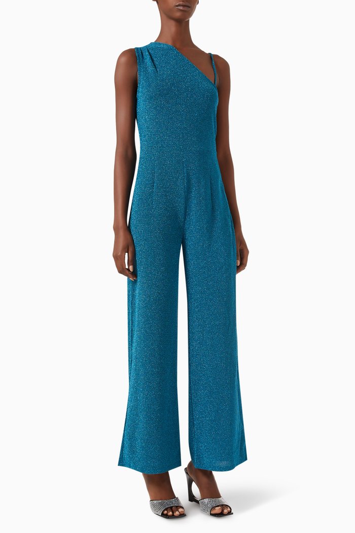 

Yastikka Glittered One-shoulder Jumpsuit, Blue