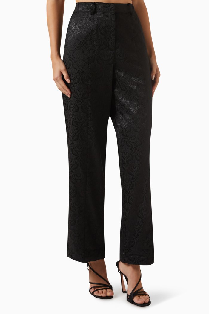 

Yastapera Pants in Damask-embossed Fabric, Black