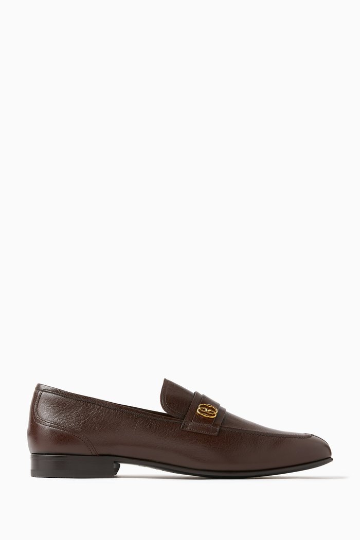 

Sadei Loafers in Textured Leather, Brown