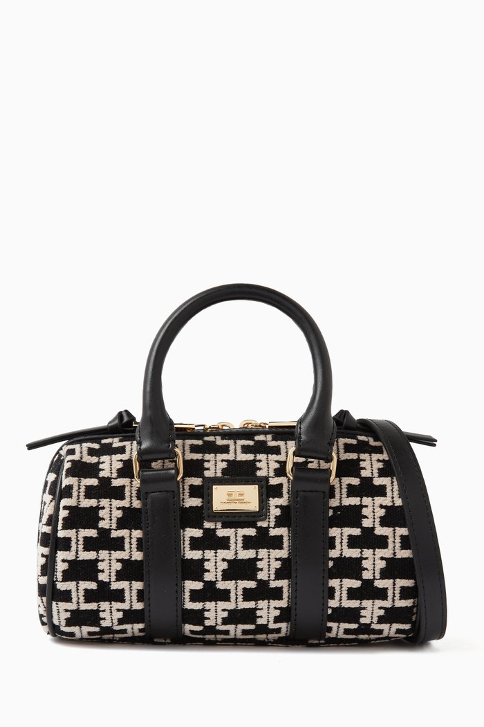 

Mini Bauletto Travel Bag in Monogram-jacquard, Black