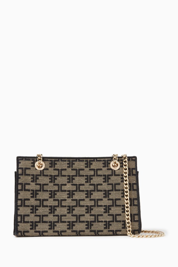 

Mini Monogram Shoulder Bag in Jacquard, Brown