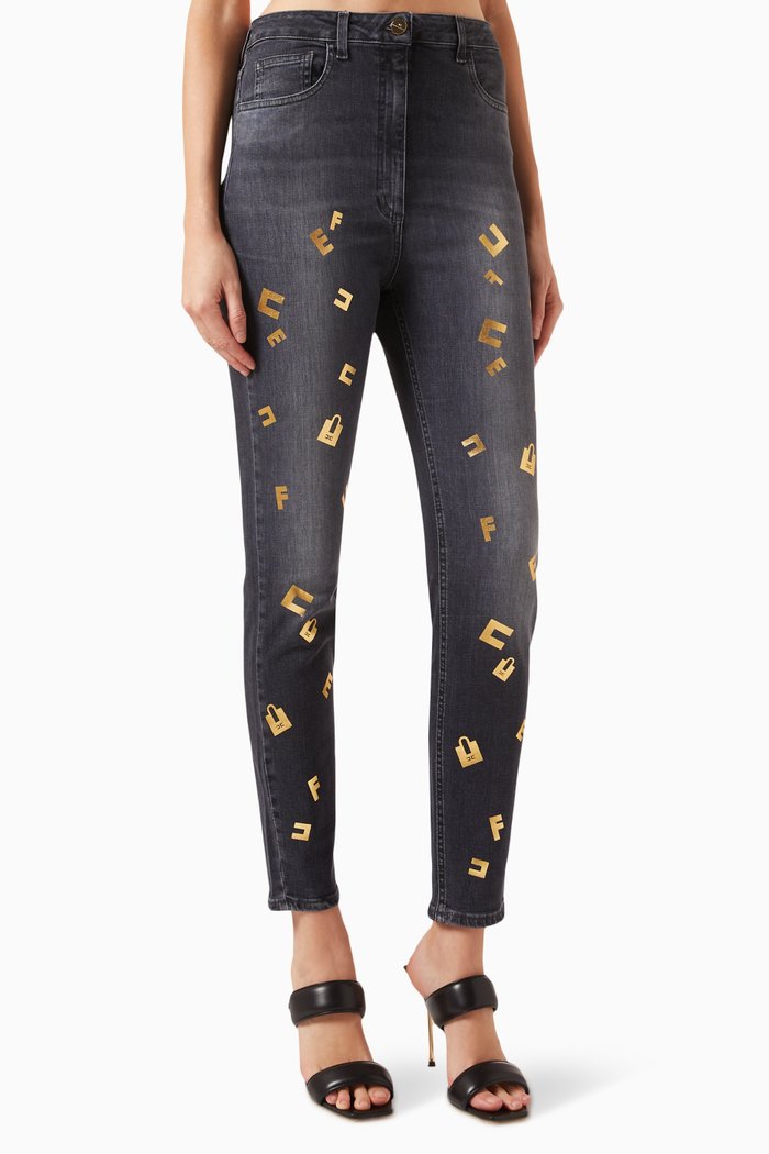 

Logo Skinny Jeans in Denim, Black