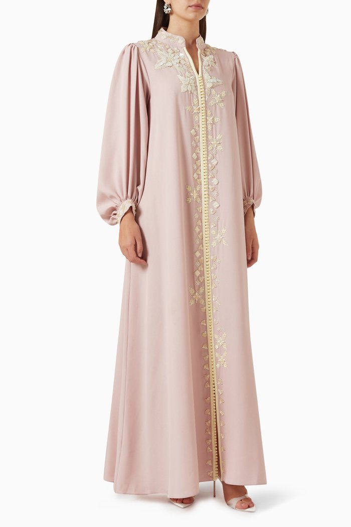 

Moroccan Embellished Kaftan in Crepe, Pink
