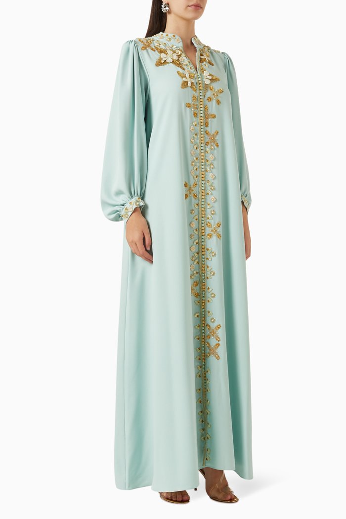 

Embellished Maxi Dress in Crepe, Green