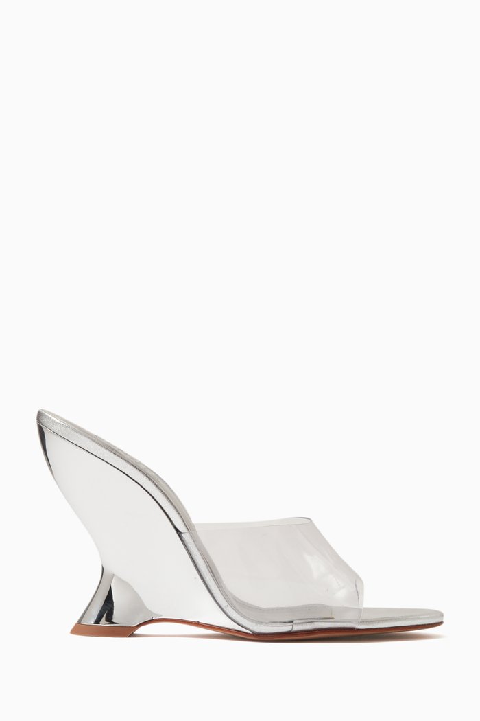 

Aprill 110 Wedge Sandals in PVC & Metallic Leather, Silver