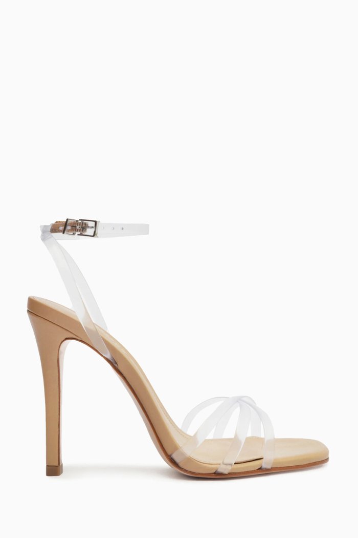 

Amelia 100 Sandals in PVC & Leather, Neutral