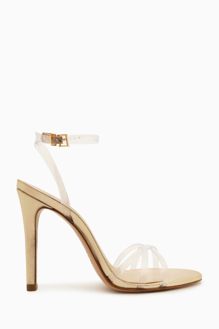 

Amelia 100 Sandals in PVC & Metallic Leather, Gold