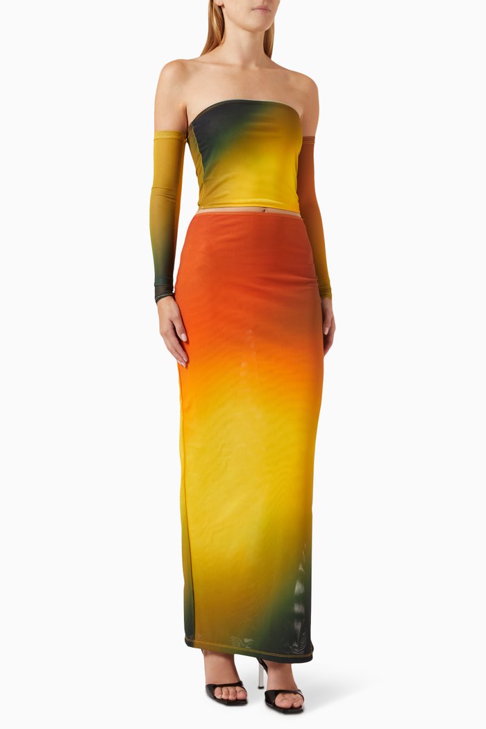 

Leila Three-piece Bandeau Set in Mesh, Multicolour