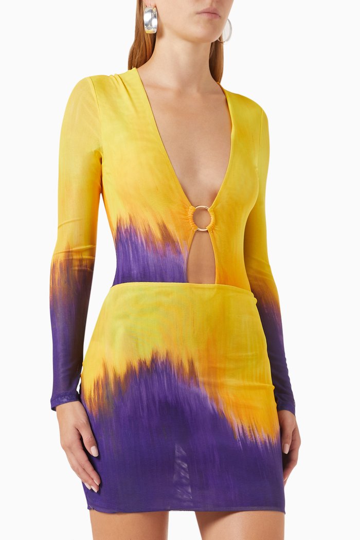 Leena Two-piece Set in Mesh, Yellow