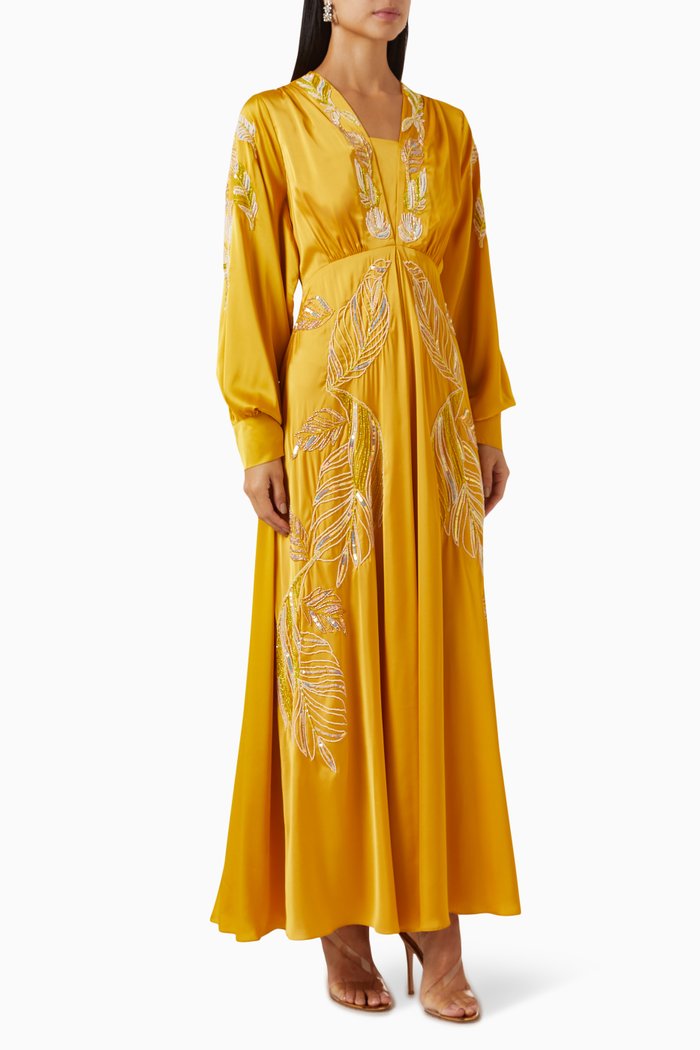

Embellished Dress in Crepe-satin, Yellow