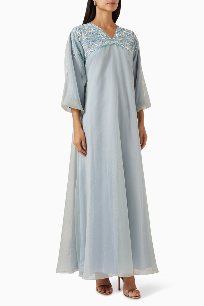 

Embellished Dress in Organza, Blue