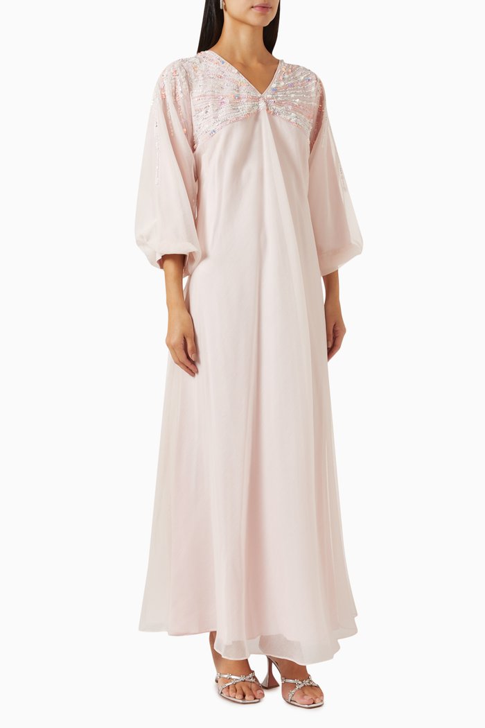 

Embellished Dress in Organza, Pink