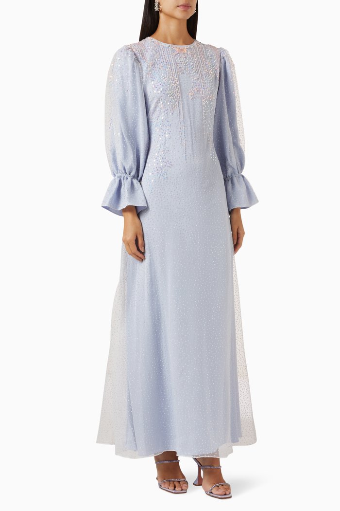 

Sequin-embellished Dress in Lace, Blue