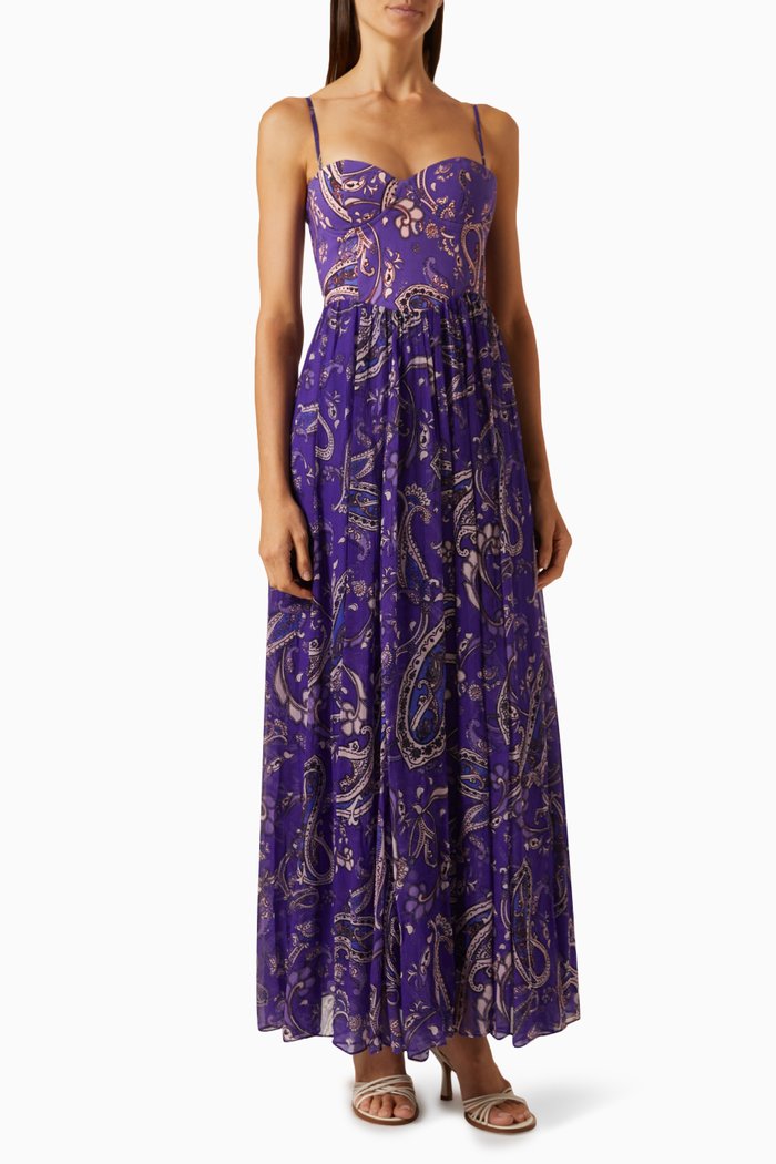 

Corset Cover-up Maxi Dress in Cotton-twill, Purple