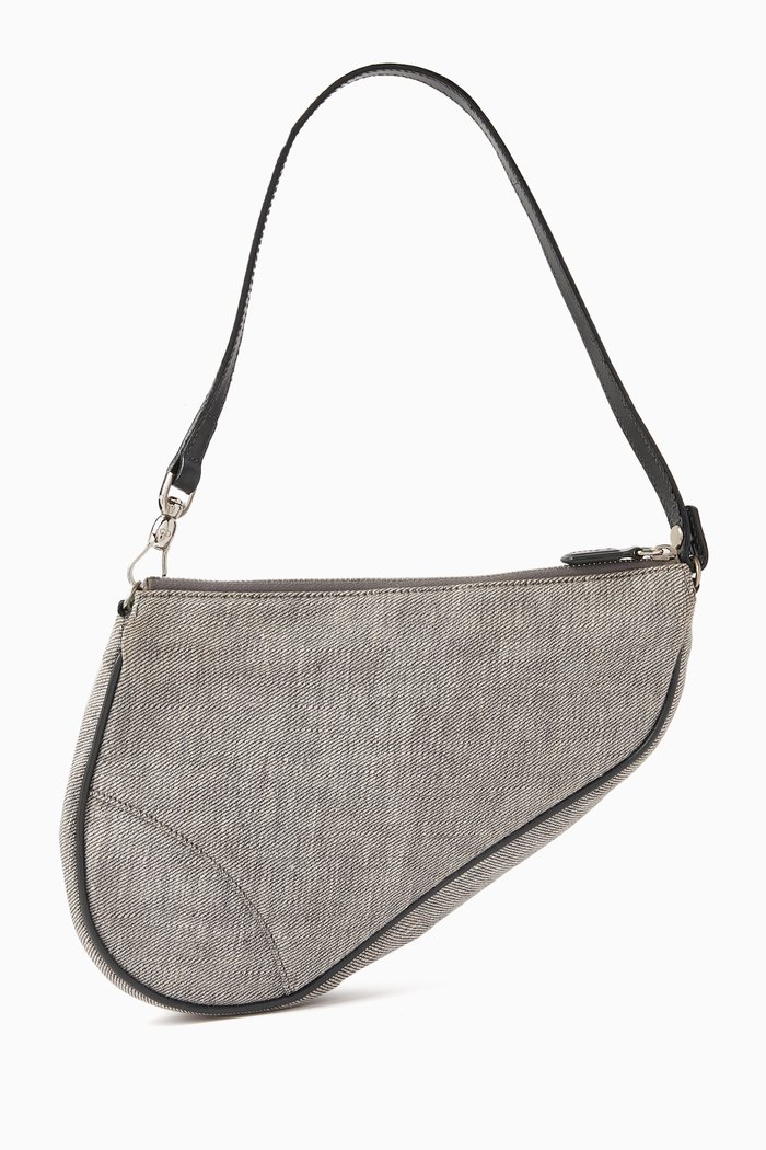 Mini Saddle Shoulder Bag in Denim & Leather, Multicolour