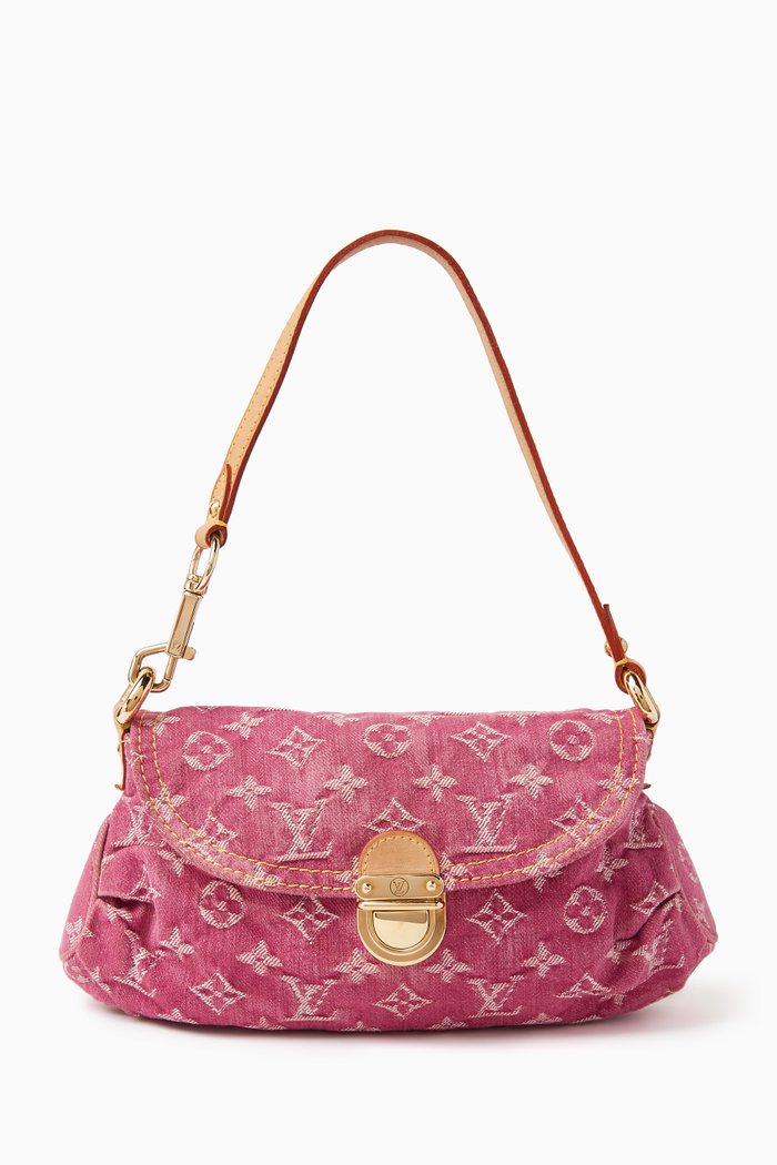 

Monogram Pleaty Pouchette Shoulder Bag in Denim & Leather, Multicolour