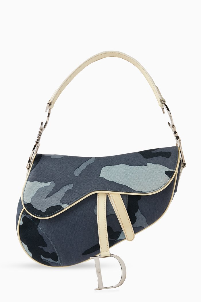 

Camo Saddle Bag in Canvas & Leather, Multicolour