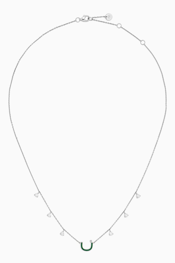 

Initial Enamel Necklace - Letter "N" in 18kt White Gold