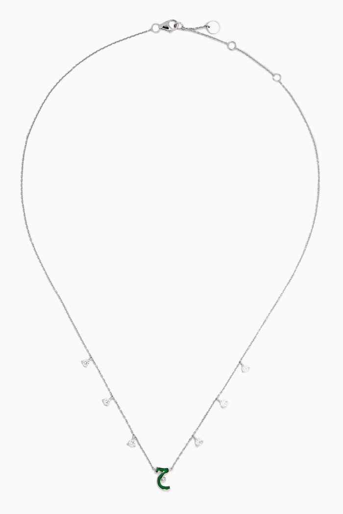 

Diamond Droplets Arabic Initial Necklace in 18kt White Gold