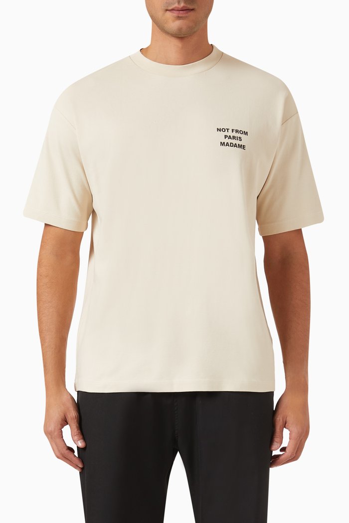 Le T-shirt Slogan in Cotton Interlock, Neutral