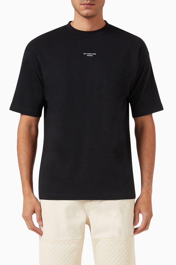 

Le T-shirt Slogan in Cotton Interlock, Black