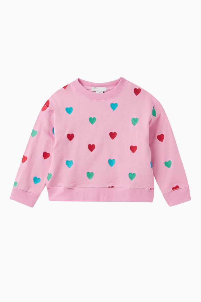 

Heart-embroidered Sweatshirt in Organic Cotton, Pink