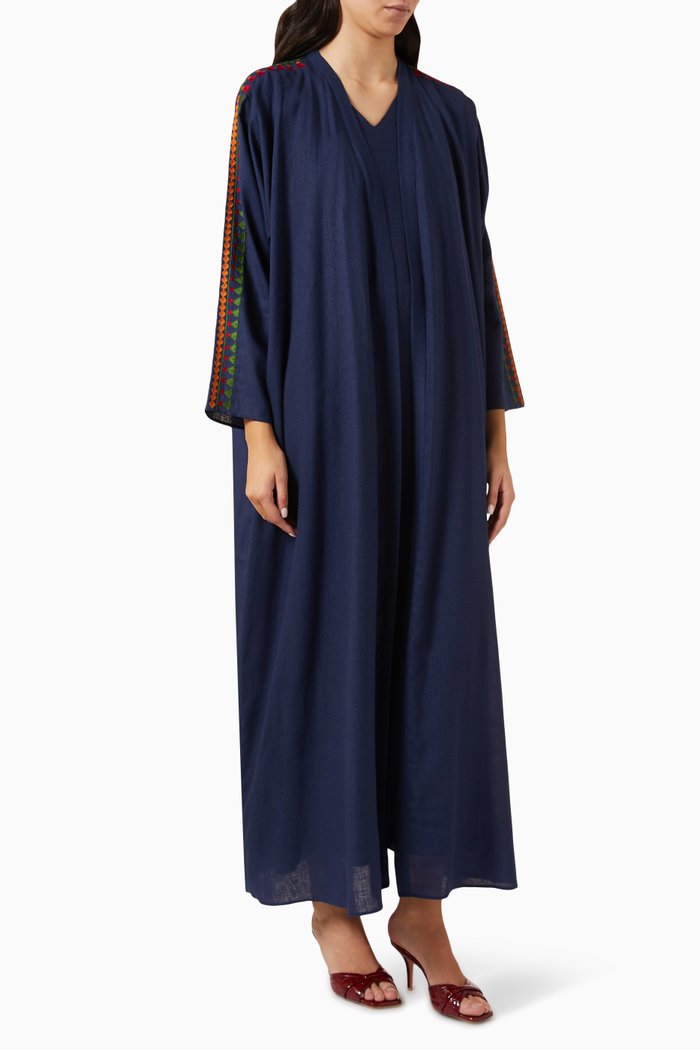 

3-piece Abaya Set in Linen, Blue