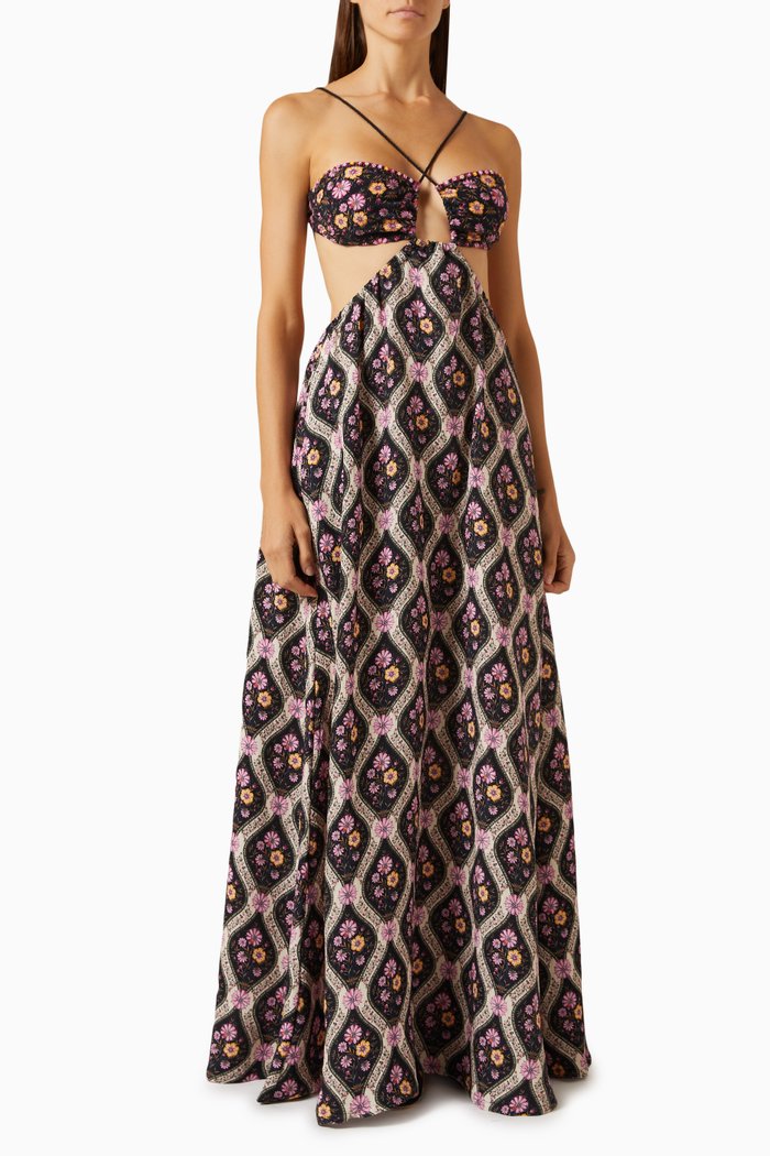 

Daphne Aguja Maxi Dress in Viscose-blend, Multicolour